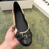Cowhide Version~ Retro Plaid Round Head Shallow Mouth Single Shoes Women's Spring New Inner Height-increasing Flat-soled Ballet Shoes