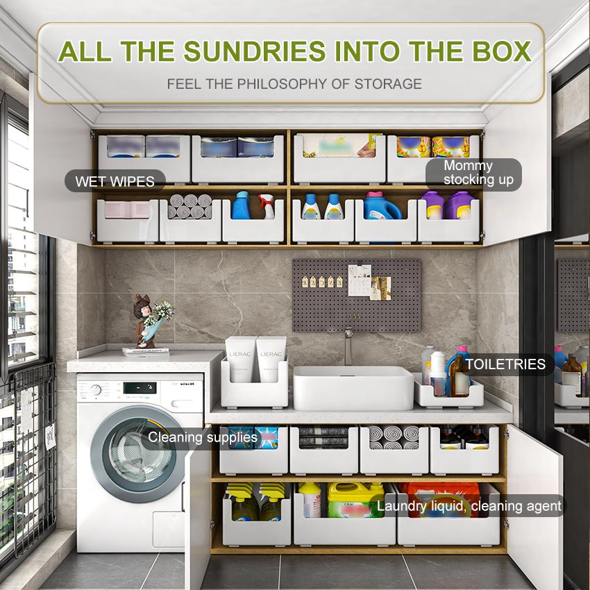 Cabinet Storage Box Kitchen Sundries Organizer Box Cupboard Basket Storage Case Cabinet Desktop Snack Makeup Spice Bottle Holder