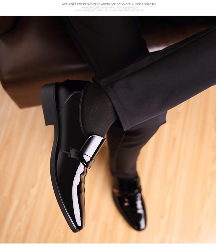 2025 Spring Men's Korean Style Fashion Casual Leather Shoes - Patent Leather Business Shoes