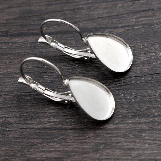 

13*18mm 10*14mm 18x25mm 10pcs Stainless Steel Drop French Lever Back Earrings Base,Fit Drop Glass Cabochons