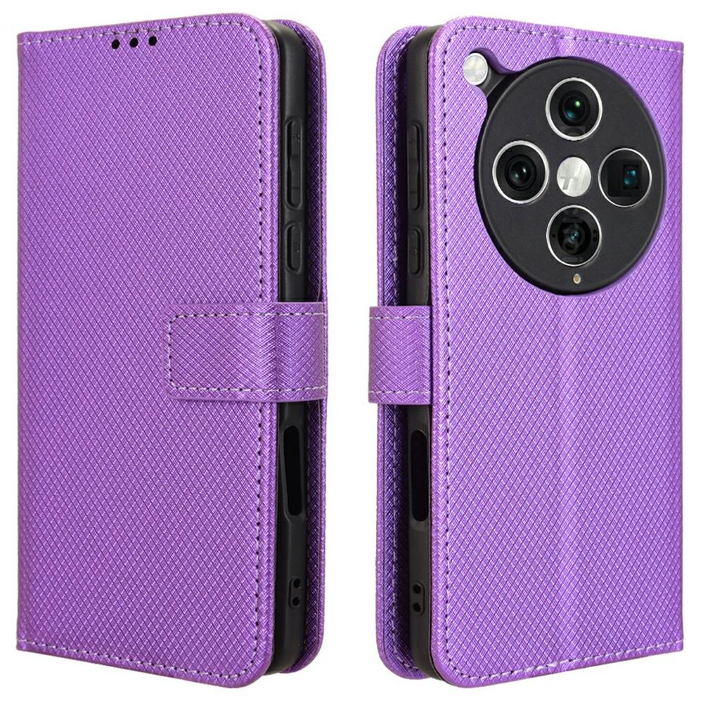 

Для Oppo Find X8 Pro 5G Чохол PU Шкіра Діамантова Текстура Гаманець Чохол для Телефону Purple