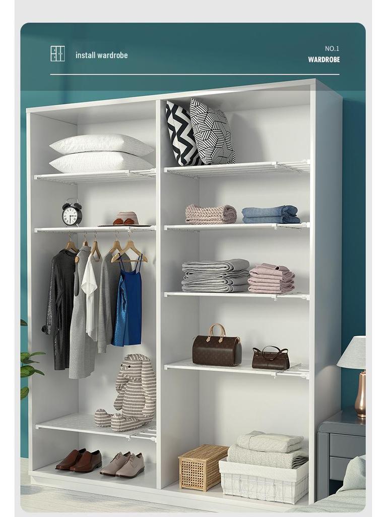 Nail-Free Retractable Storage Shelf for Closet, Kitchen, Dorm, Cabinet, or Bathroom
