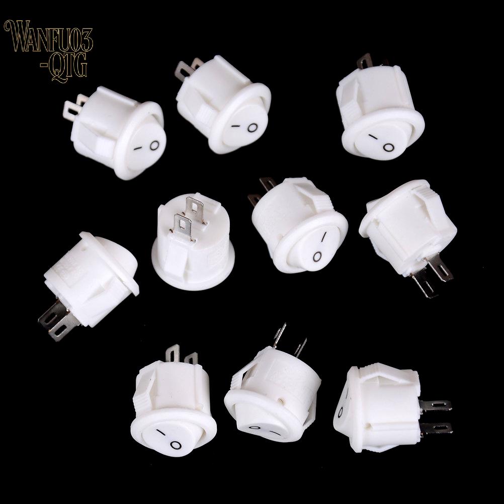 Hot Sale 10Pcs 16mm Diameter White Round Boat Rocker Switches Mini 2Pin ON-OFF Switches 3A/250V
