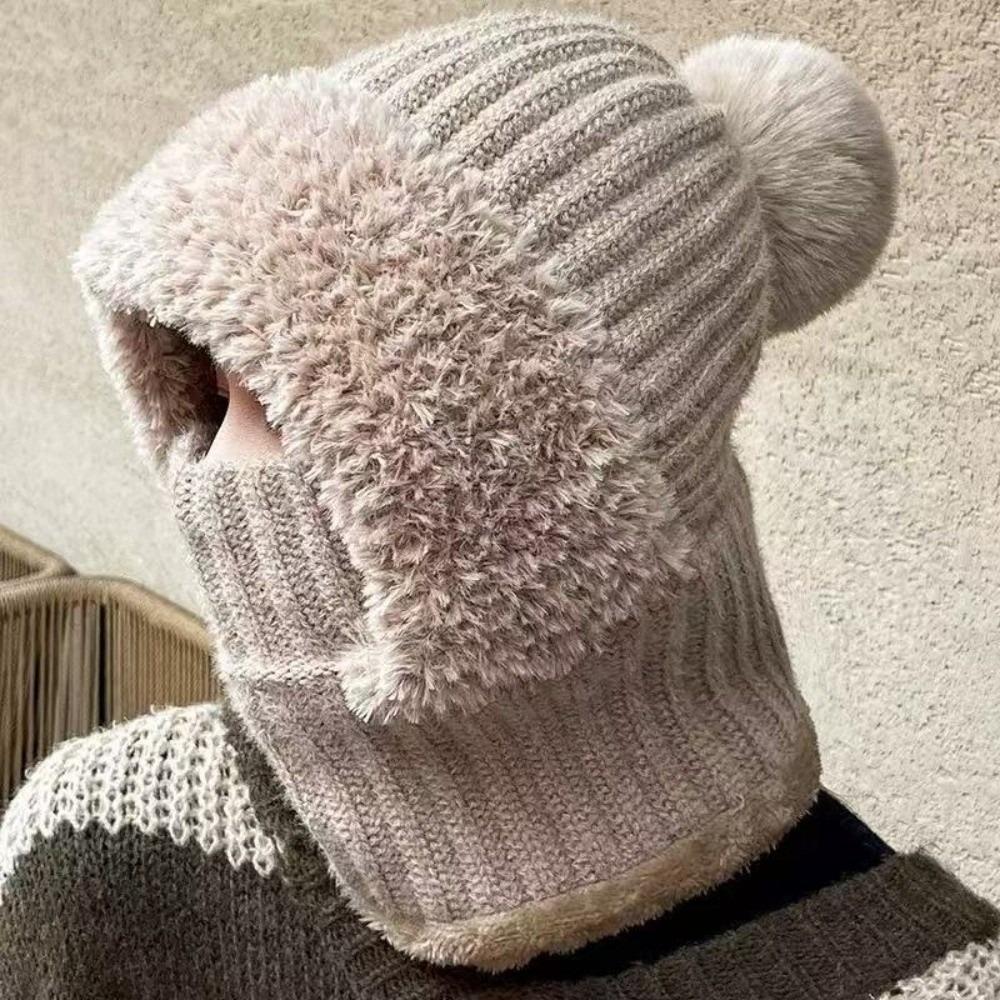 Warm Pullover Cap Windproof Neck Warmer New Scarf Mask Integrated Hat  Autumn and Winter