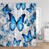 Colorful Butterfly Shower Curtains Flowers Blossom Floral Bathroom Curtain Polyester Fabric Bathtub Decor With Hooks For Home