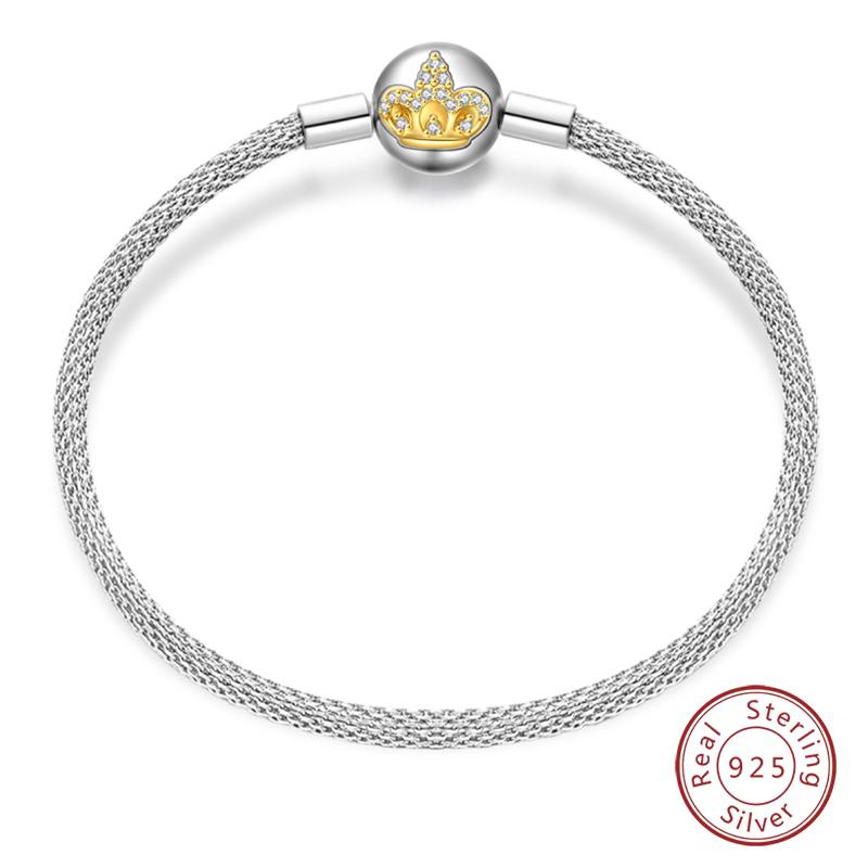 Original 925 Silver Heart Star Moon Snowflake Butterfly Bracelets 17 20CM For Women DIY Charms Jewelry Gifts