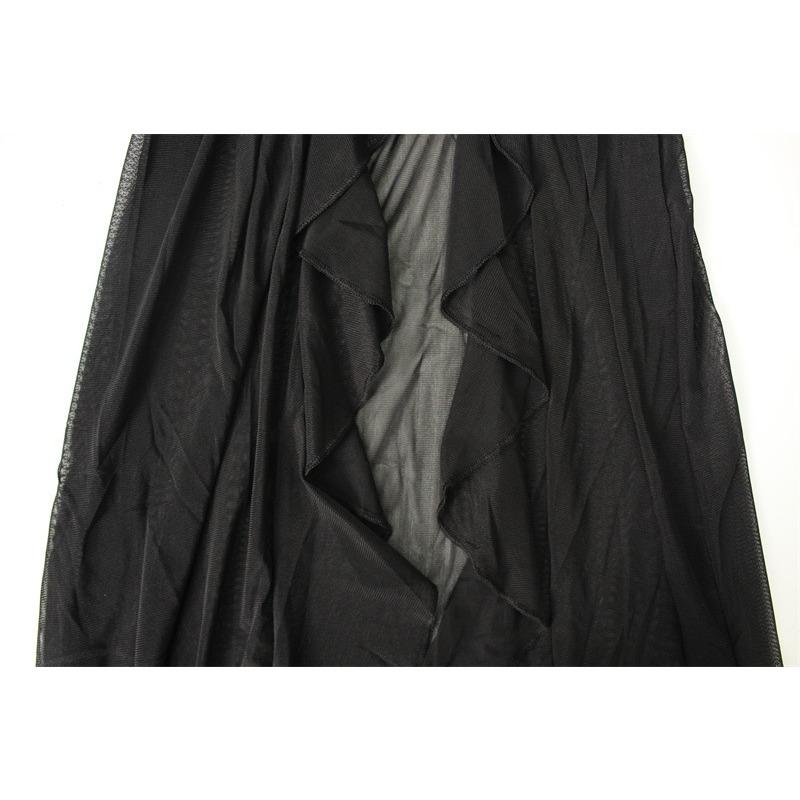 Sexy Stil Damen Mesh Spitze Halber Cardigan Langärmlig Holzohr Kante Perspektive Modekleid