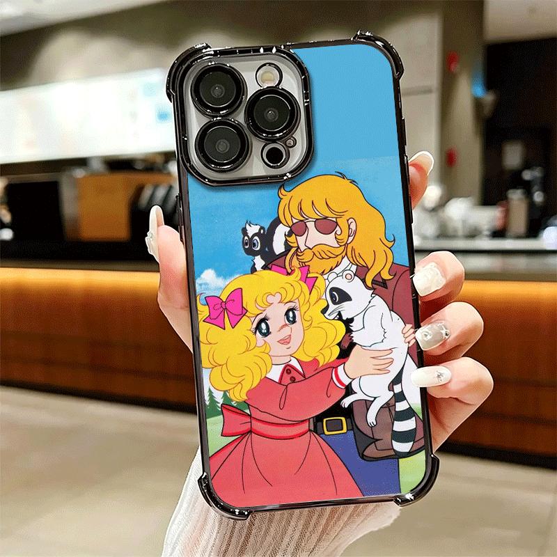 Candy 90s Cartoon Plating Phone Case For Iphone 16 17 Pro Max Air 16E 14 15 Plus 12 13 Mini Anti-Fall Airabag Cover