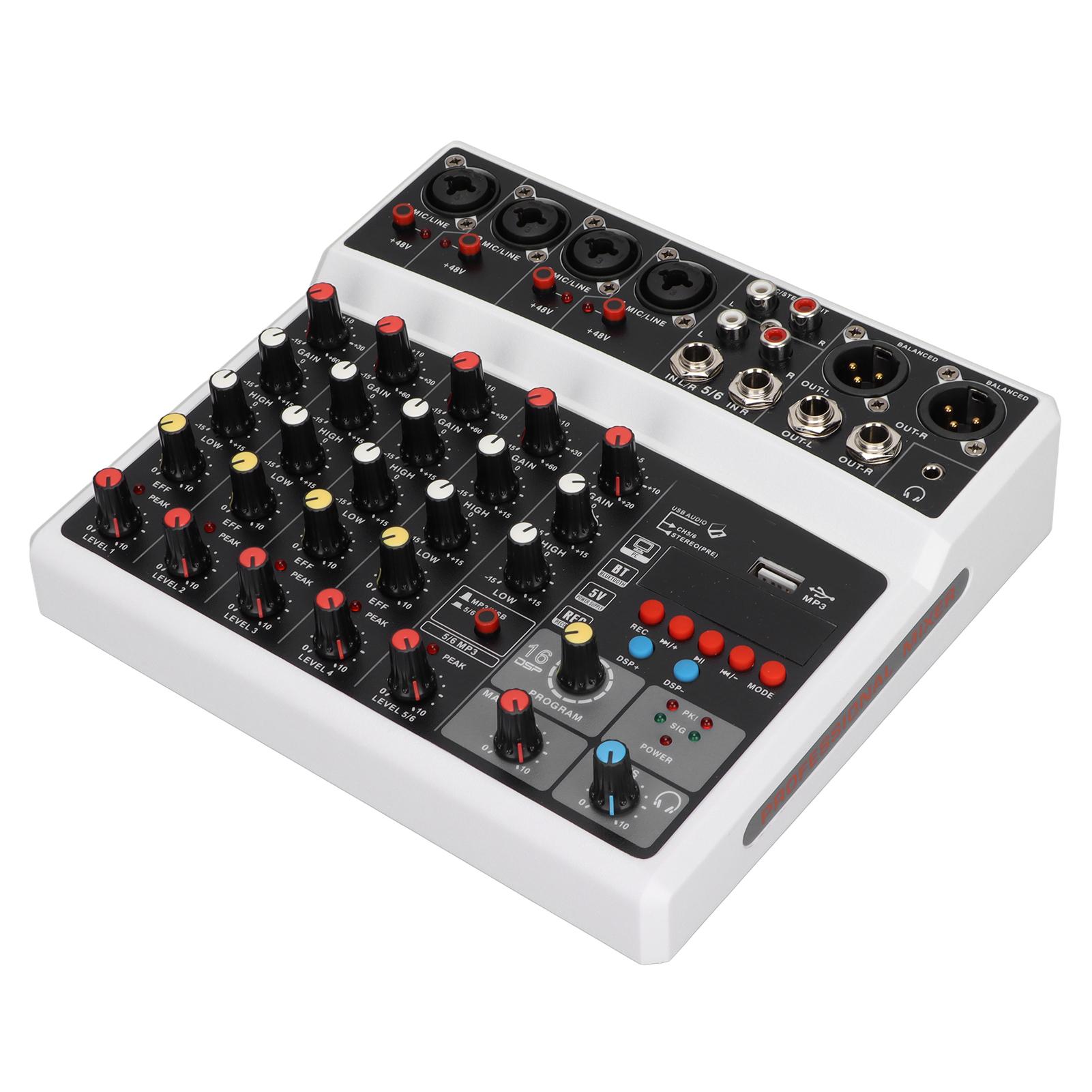 6 Channel   Mixer Professional Digital Mixing Console for Live Broadcast Karaoke and Stereo Recording