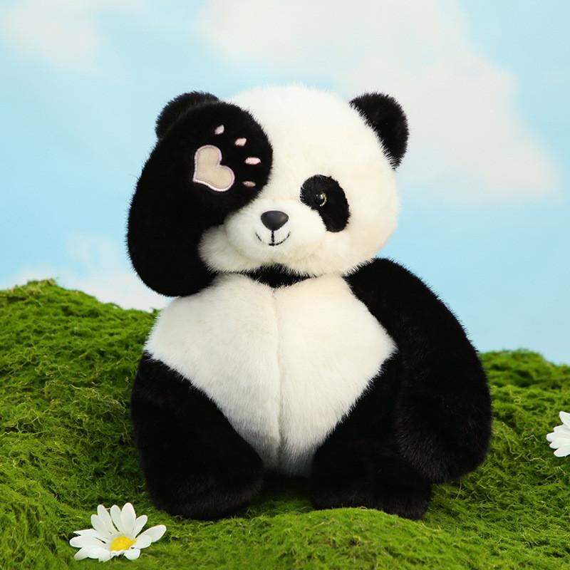 Adorable 35cm Black Panda Plush Toy Super Soft Stuffed Animal Gift For Girls
