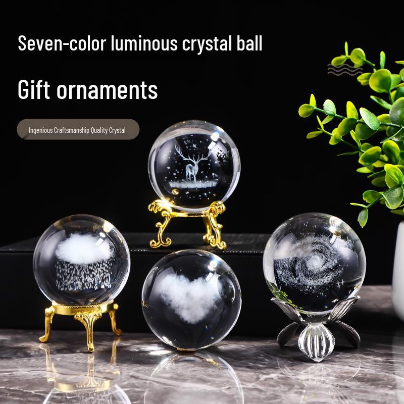 30 Clear Crystal Balls with 3D Laser-Engraved Solar System and Earth Galaxy Design - Creative Desktop Ornaments