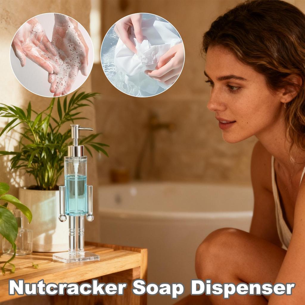 Nutcracker Christmas Soap Dispenser Refillable Festive Decor for Kitchen Bathroom Sink Counter Farmhouse Office Party Home Gift