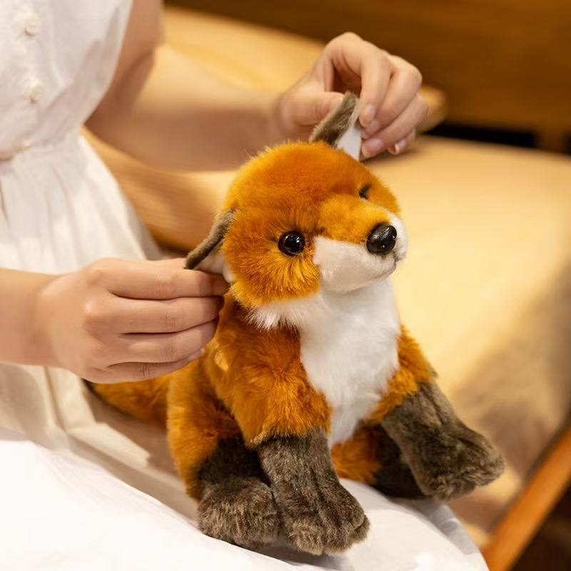 25cm Simulation New Sitting Fox Plush Toy Stuffed Plush Toy Figurine Cartoon Anime Cute Children's Birthday Gift Fun Doll