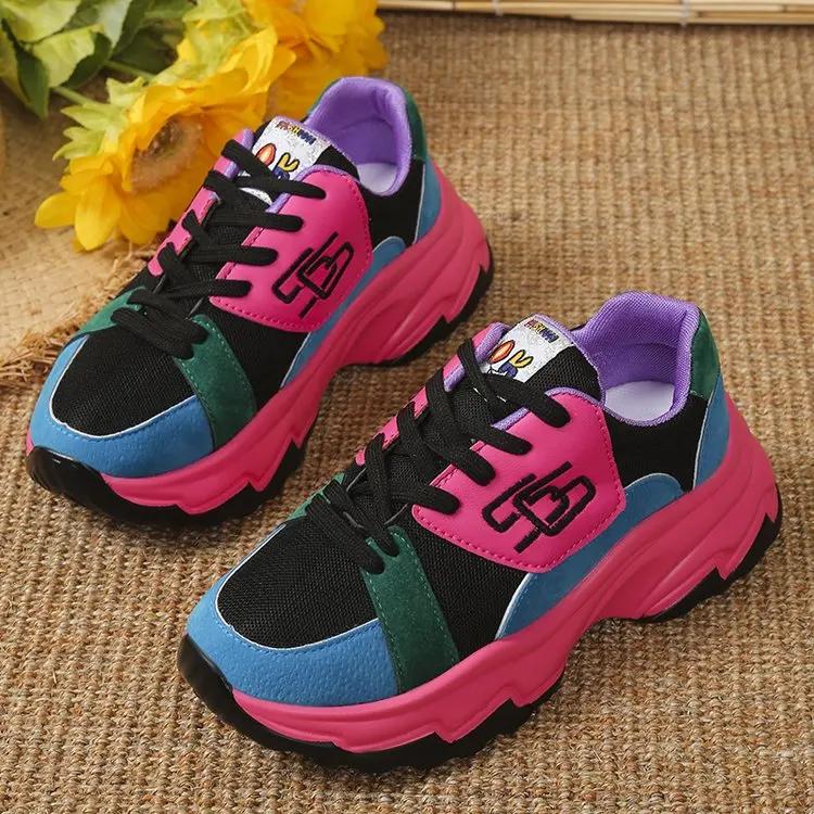 Fashion Women Vulcanize Shoes Platform Casual Sneakers Female  Autumn Fashion Running Shoes Lace-up Thick Chunky Sports Tenis Shoes