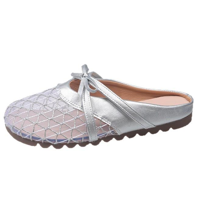 Spot thick-soled baotou fishing net shoes with one foot of cool slippers and outer single shoes 2025 summer new loafers