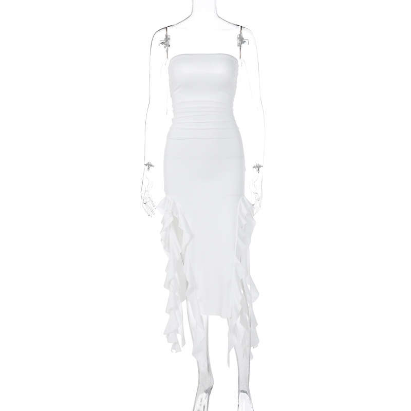 

Нестандартное платье Чувство дизайна Летнее пикантное женское платье Без рукавов Женская одежда Бюстгальтер юбка S белый