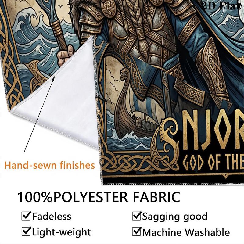 Odin Norse Mythology Tapestry, Viking God with Wolves and Ravens Wall Hanging, Valknut Symbol Wall Tapestry for Bedroom Living Room Decor
