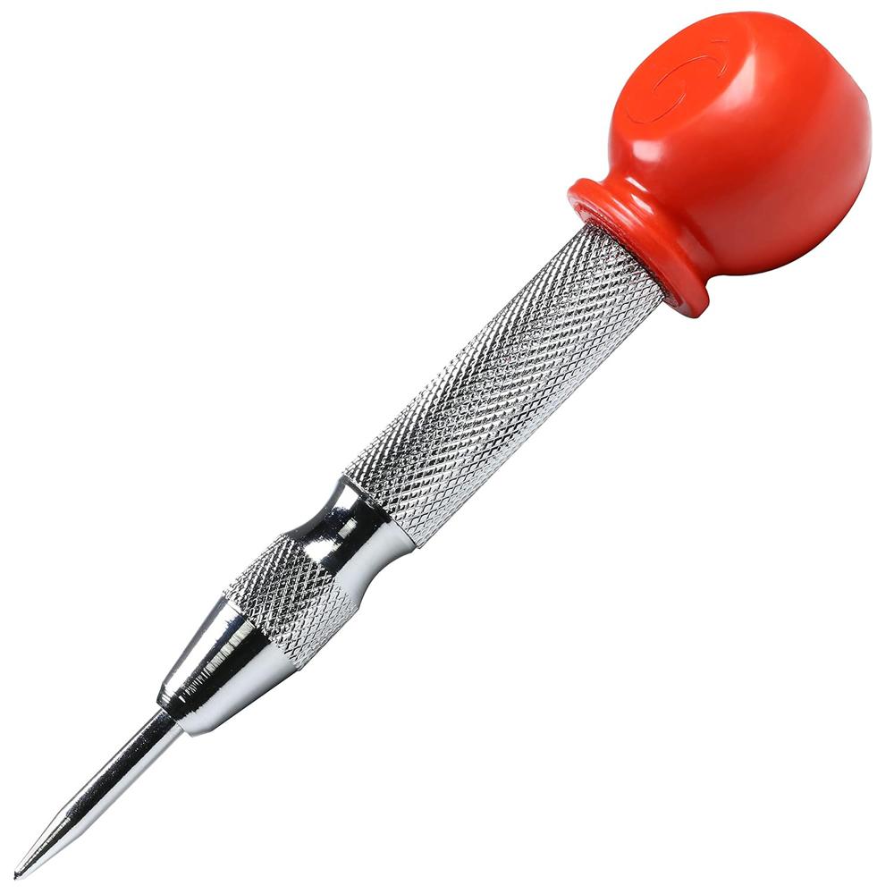Automatic Center Punch Spring Loaded 5.11Inch Adjustable One-Handed - Glass Breaker Window Puncher Metal Woodworking Punch Tool серебряный