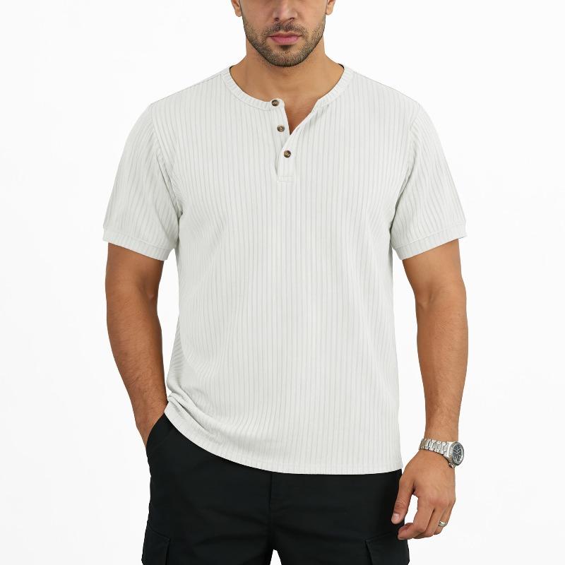 Men's Casual Button Breathable Short Sleeve T-Shirt Casual Top Casual Everyday Outfit