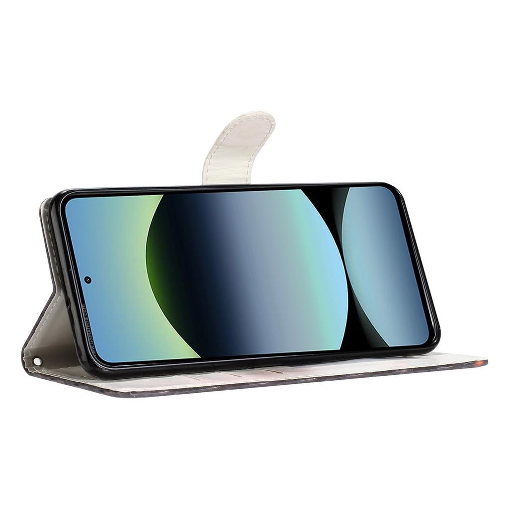 Dla Xiaomi Redmi Note 14 Pro 4G Etui Portfelowe PU Skóra Wzór Nadruk Podstawka Pokrowiec na Telefon ze Smyczą