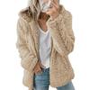 Warme Damen Sherpa Jacke mit Kapuze Fleece Mantel Freizeit Einfarbig Plüsch Reißverschluss Winddicht Herbst Winter Strickjacke