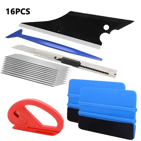 

16Pcs/Set Car Vinyl Wrap Tool Kit Scraper Squeegee Cutter Portable Auto Window Tint Application Kit Workshop Supplies