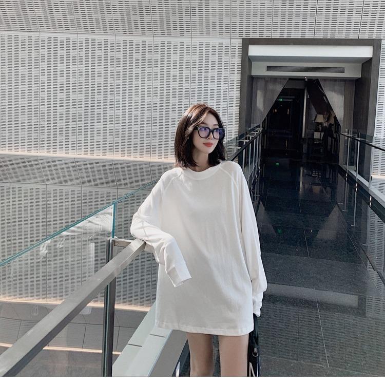 Fall Fashion Loose Fit Round Neck Long Sleeve Womens Tshirt Basic Tee