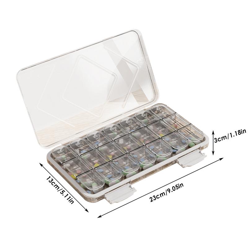 Weekly Pill Organizer Large Weekly Pill Cases Box Travel Pill Container 7 Day Compartments Dust-Proof Travel Pill Case For Home