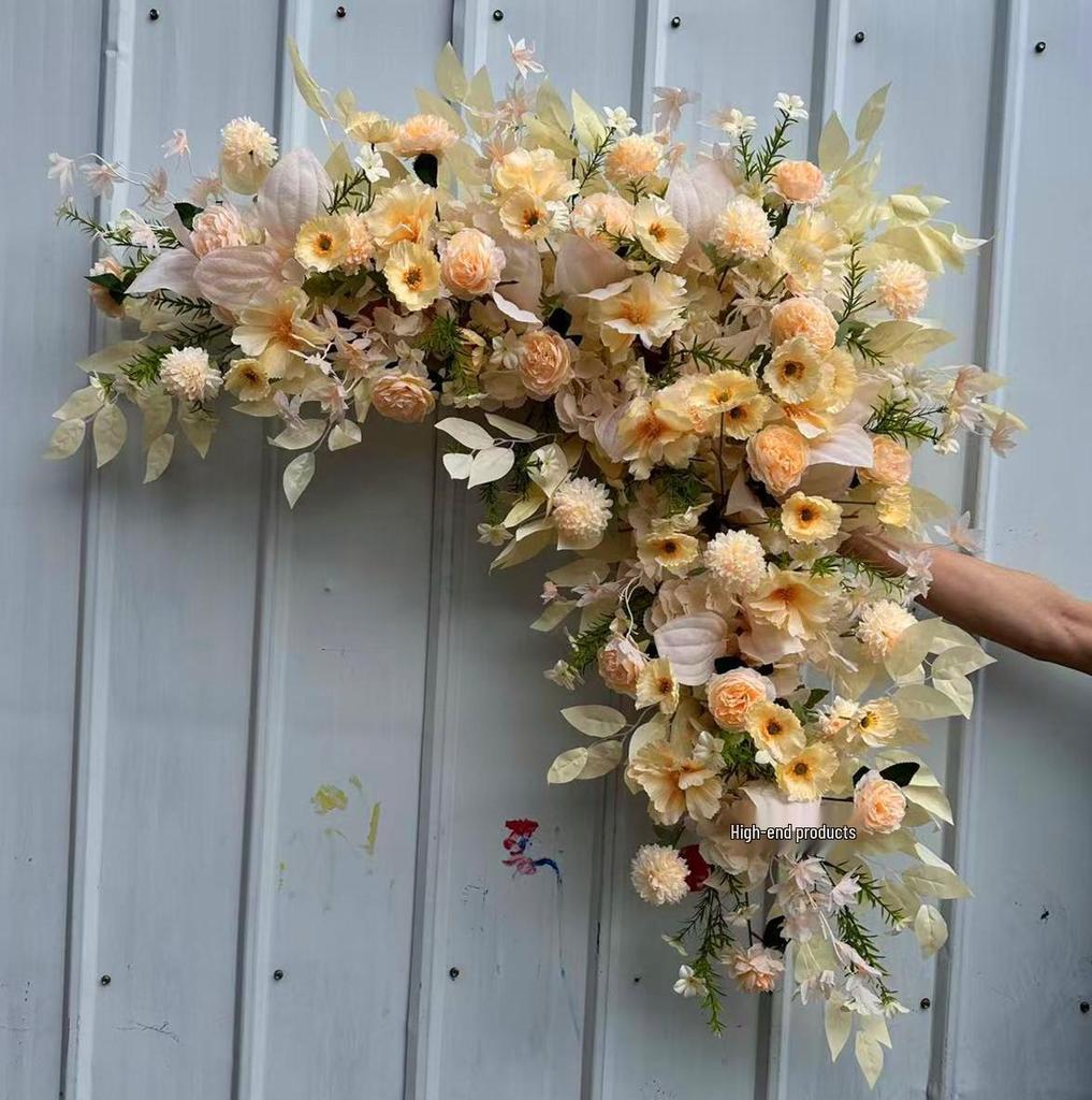 Triangular Silk Flower Wedding Arch Arrangement for Reception Background