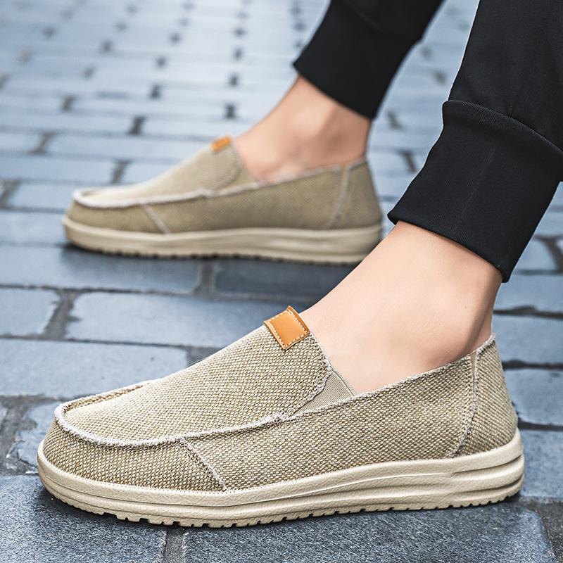 2608 Men's Lazy Canvas Shoes Loafers Low Cut Slip On Flat Bottomed Board Sports Casual