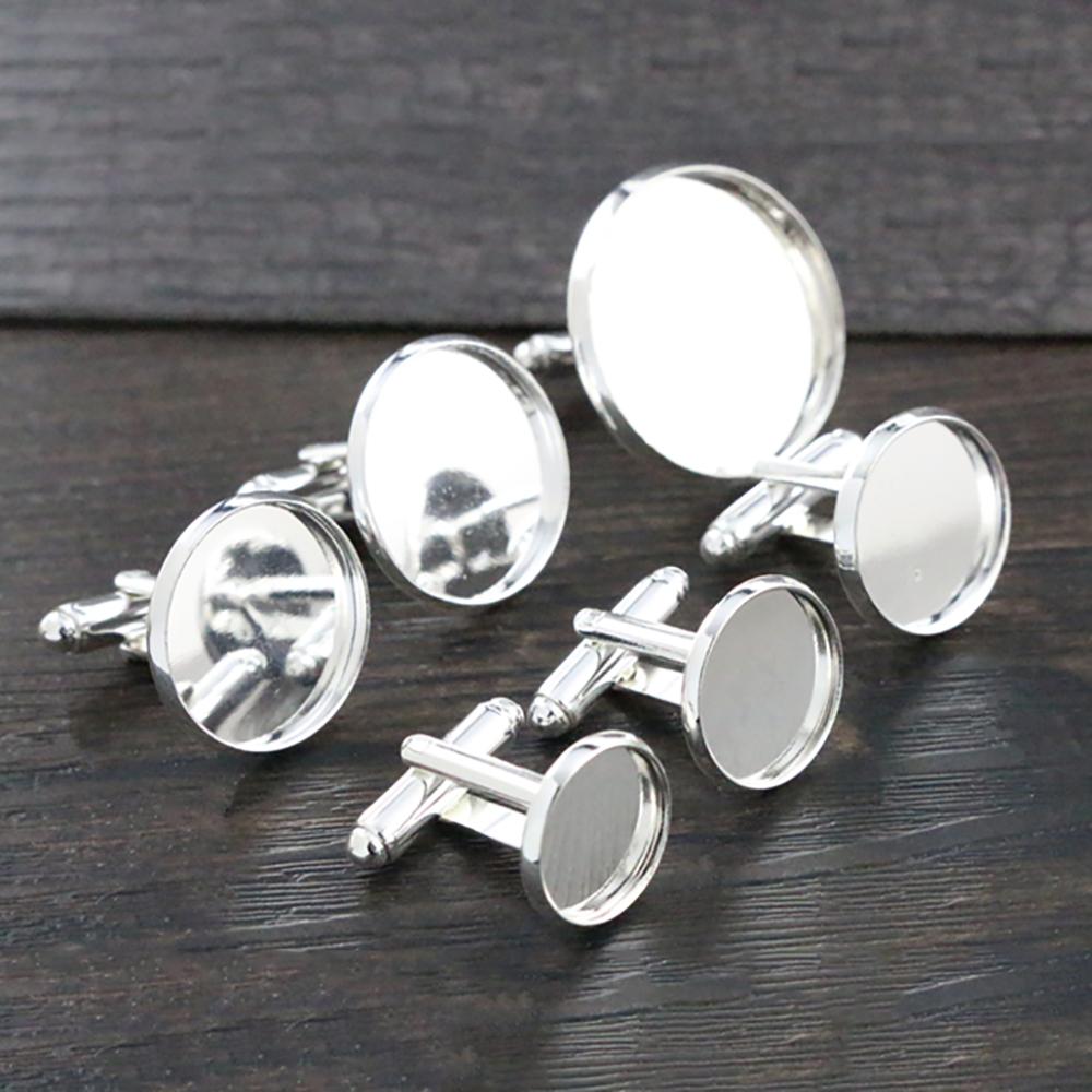 10pcs/ Lot 10mm 12mm,14mm,16mm,18mm,20mm, 6 Colors Plated Copper Cufflink Base Cuff Link Settings Cabochon Cameo Base 