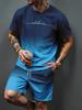 Gradient Letter Pattern 3D Print Tracksuits Men Casual Short Sleeve T-Shirt Shorts Sets 2pcs Sportswear Suits Man Clothing