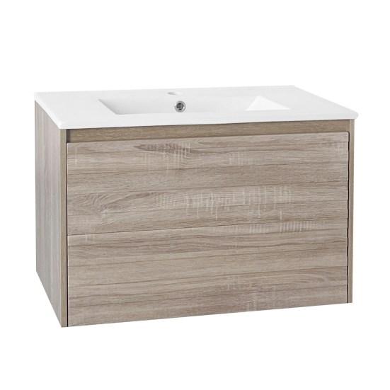 Bathroom Sink Cabinet with Drawer Modern Natural White Wood Grain Heavy Duty Lavatory Wall Mount Wash Basin Vanity Cabinet