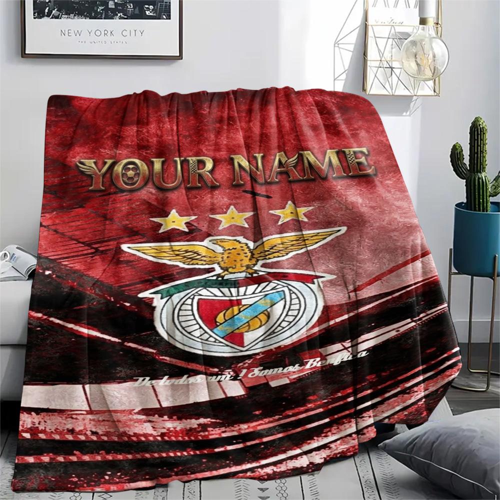 1PC Benfica Eagle Crest Custom Name Patterned Flannel Blanket Suitable For All Seasons For Home Decor Warmth And Comfort Gifts Holiday Present