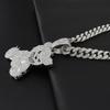 Cross Diamond Painting Bear Pendant Necklace - Trendy Hip-Hop Cuban Chain Clavicle Jewelry