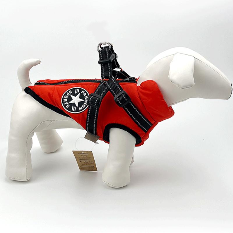 

Утолщенная новая одежда для собак с плюшевым мишкой и плюшевым мишкой. Водонепроницаемая одежда на хлопковой подкладке на груди и спине. S красный