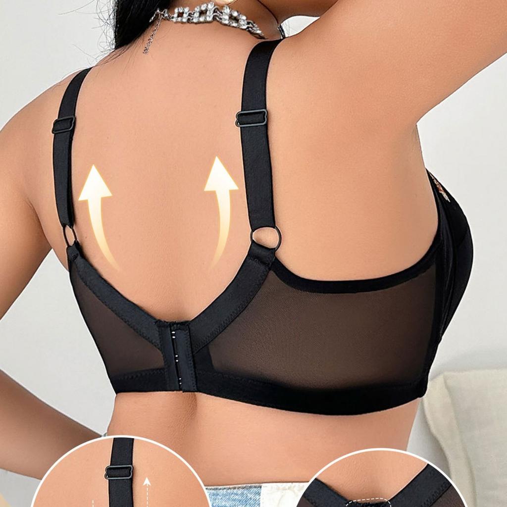 Sexy Embroidered Comfortable No-rim Bra To Reduce Breast Size for Big Breasted Fat Girls