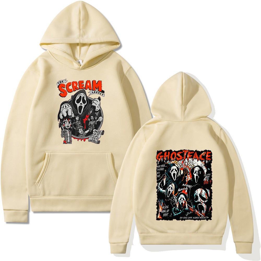2026 Screams, Surrounding Cartoon Printed Sweater Autumn and Winter Casual Versatile Men's and Women's Long-sleeved Hoodie