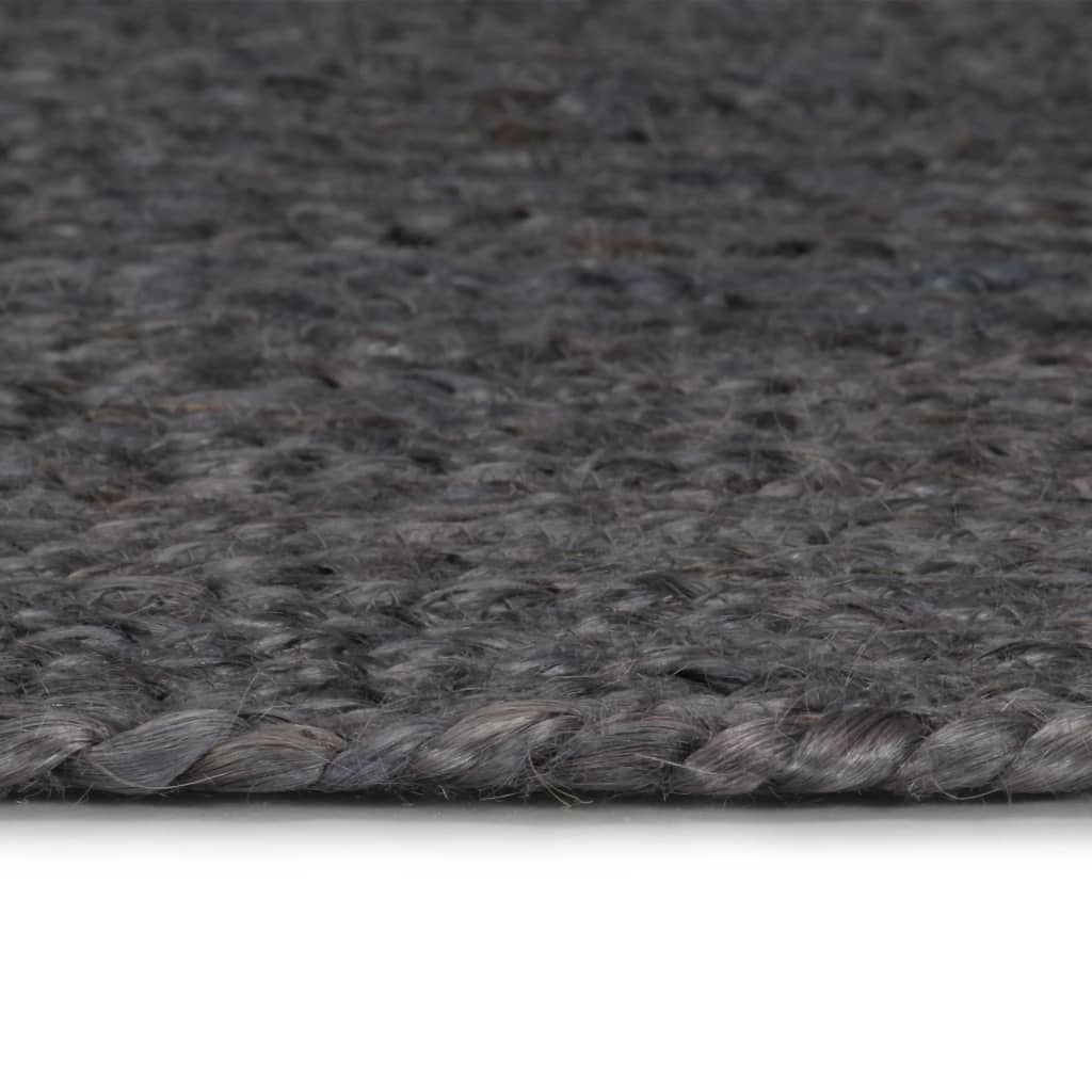 Handcrafted Jute Round Rug 90 Cm Dark Grey