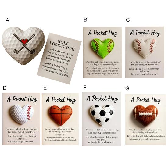 Golf Pocket Hug with Card Heart-Shaped Softball Golf Ball Pocket Hug Token Encouragement Keepsake Gift for Softball Lovers Golfers Sports Enthusiasts