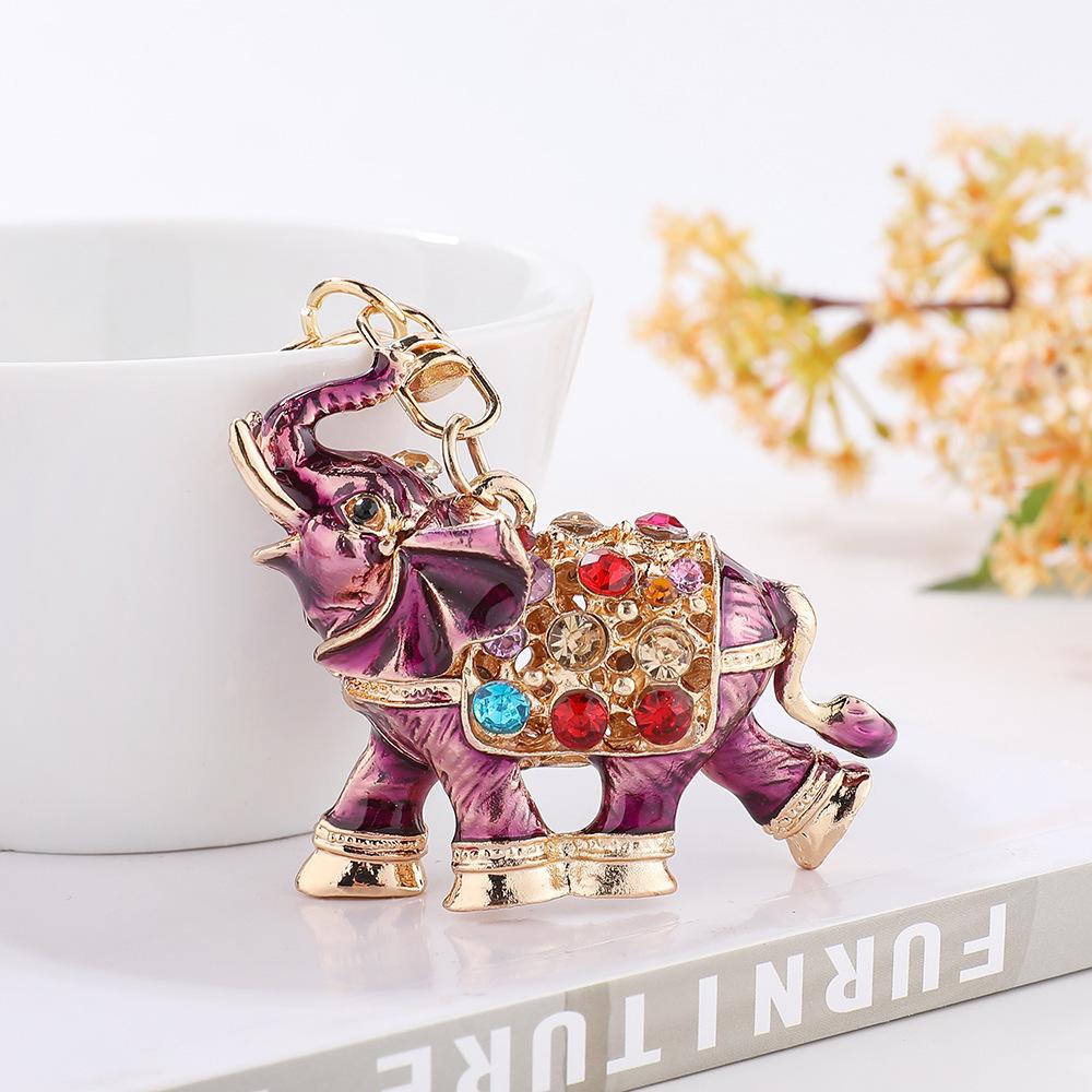 Thai Drip Oil Diamond War Elephant, Creative 3D, Elephant Car Keychain, Pendant, Small Gift