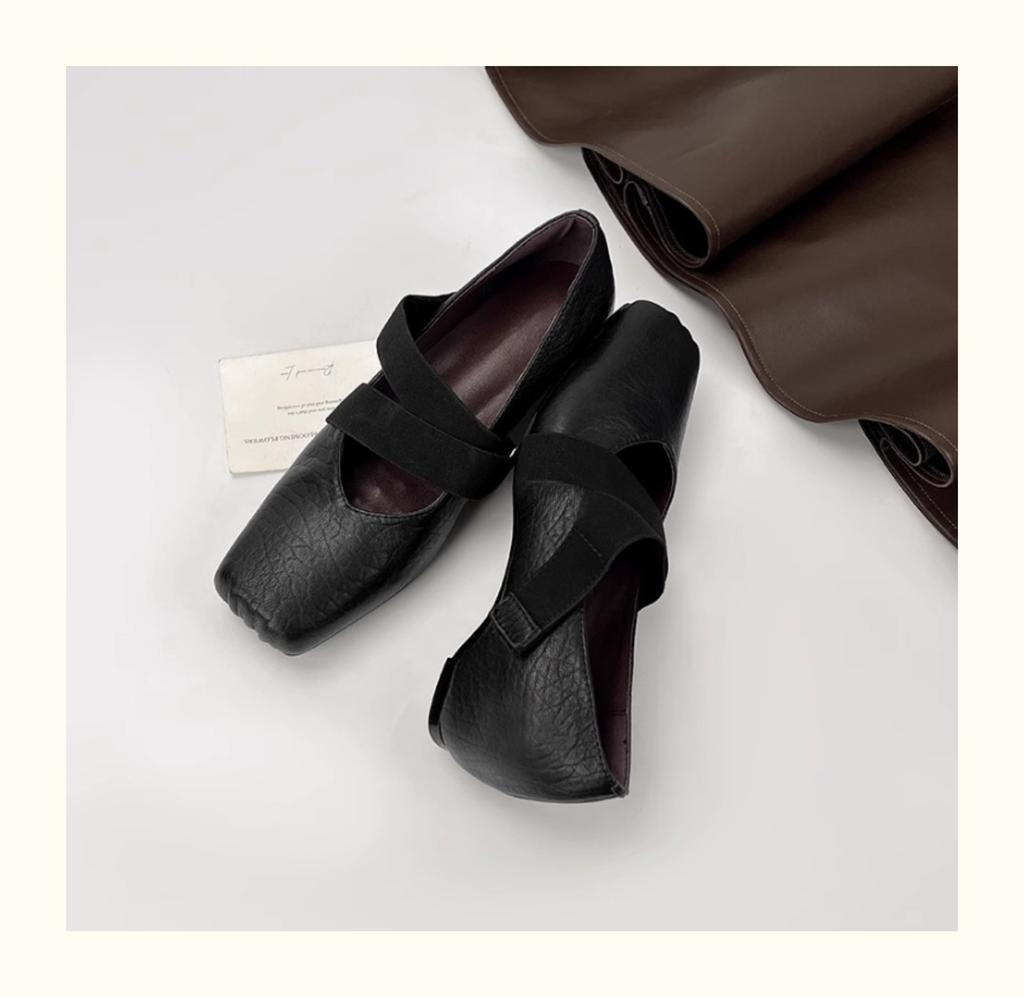 One pedal French retro square head shallow mouth single shoes evening shoes ballet shoes with skirt Mary Jane shoes