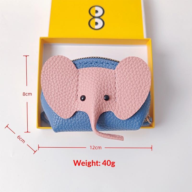 Pu Leather Baby Elephant Coin Purse Women'S Bag Pendant Creative Card Holder Storage Lipstick Envelope Zipper Money Bag