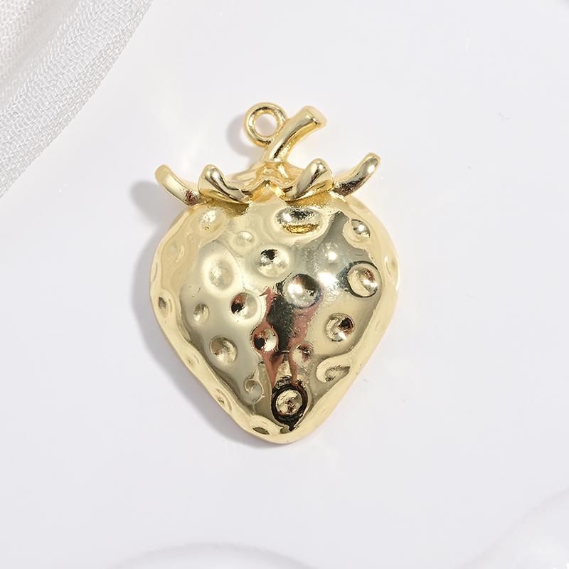 ZHUKOU Enamel Oil Drop With CZ Stone Strawberry Cherry Fruit Series Pendant DIY Handmade Jewellery Accessories:VD1654-1665