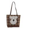Chic White Dog Pattern Canvas Tote Bag For Women Perfect For Everyday Use