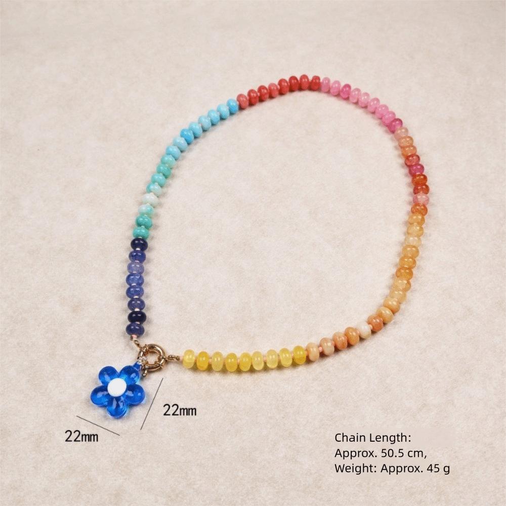 Bohemian Rainbow Beaded Necklace Ocean Style Choker Necklace New Flower Pendant Necklace  Jewelry