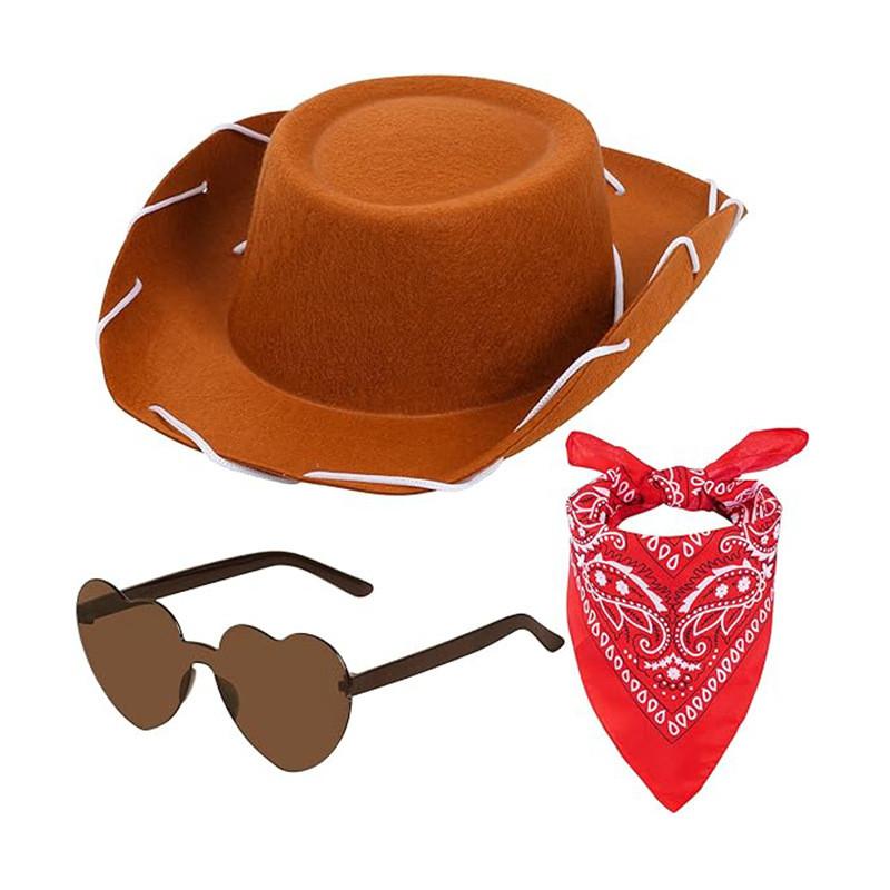 

Детская однотонная ковбойская шляпа в западном стиле, очки, бандана, аксессуары для праздничной вечеринки