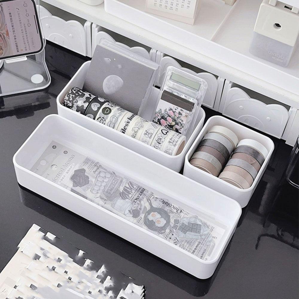 

Прозрачный настольный ящик для хранения Многофункциональный инструмент для хранения Новая коробка для хранения косметики S белый