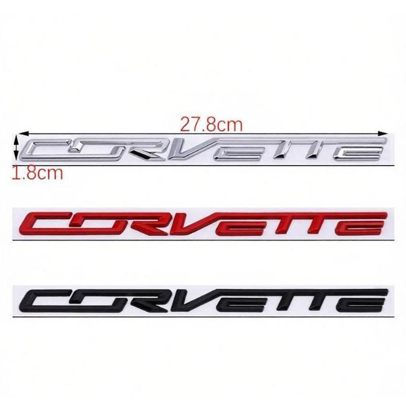 For Chevrolet Corvette Logo Tail Badge Metal Modified English Letter Label 3D Sticker 27.8x1.8cm Auto Rear Emblem Decoration