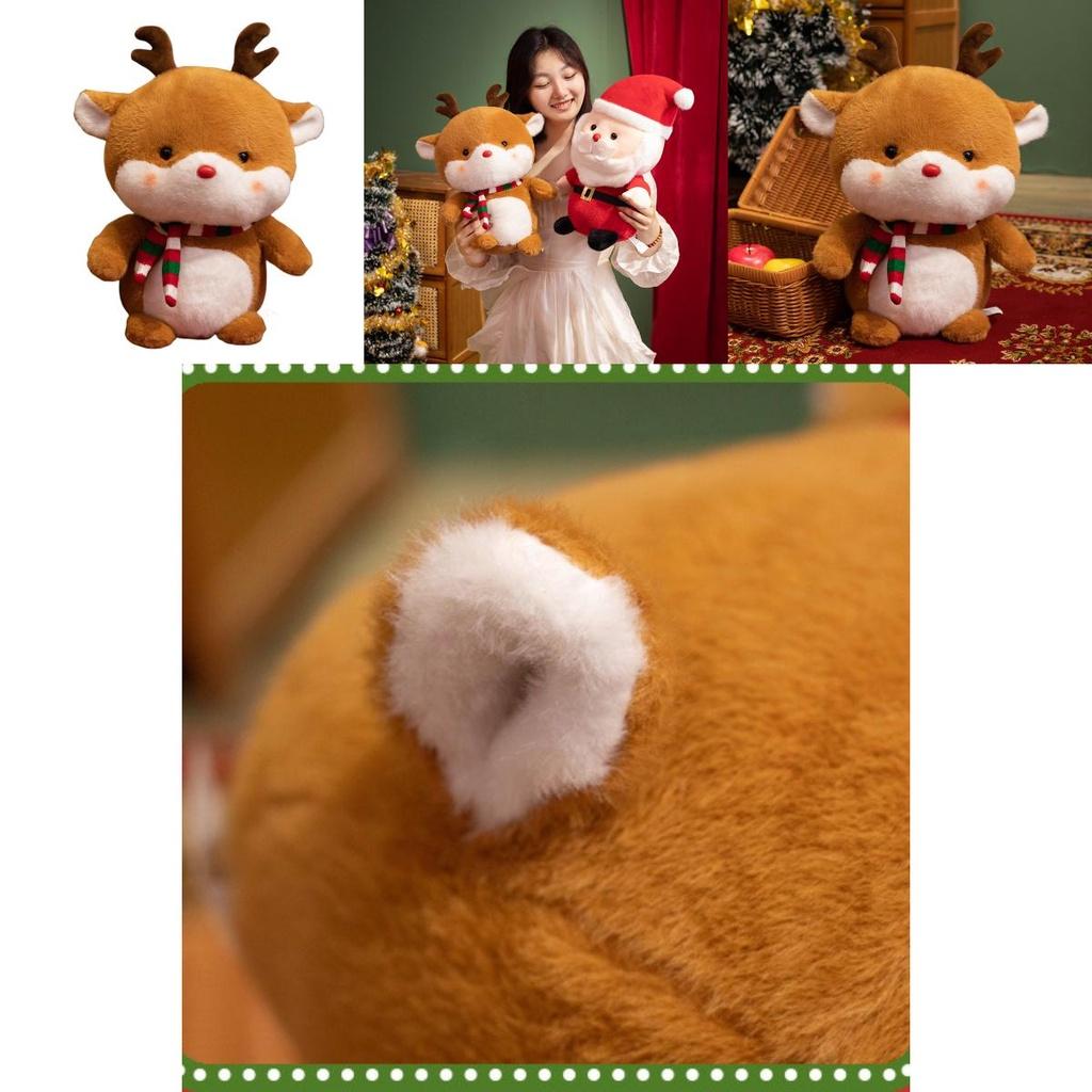 Cute Christmas Teddy Bear Plush Toy Cartoon Style Santa Claus Christmas Reindeer Snowman 25cm/38cm 0.15kg/0.37kg
